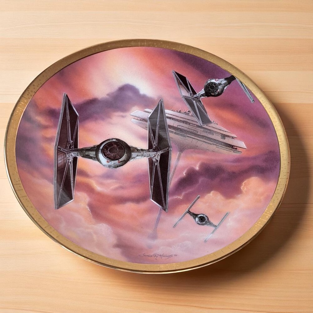 1995 Hamilton Collection Plate Tie Fighters Star Wars Space Vehicles USA